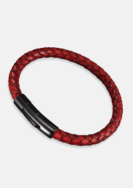 Leather Bracelet Crimson Twine