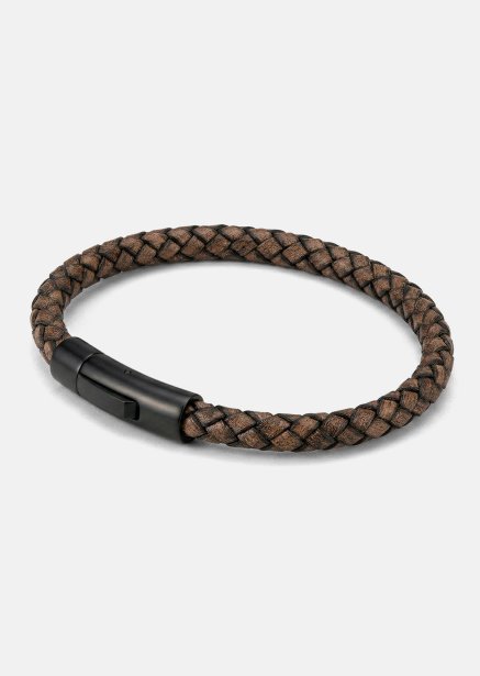 Leather Bracelet Brawn Weave