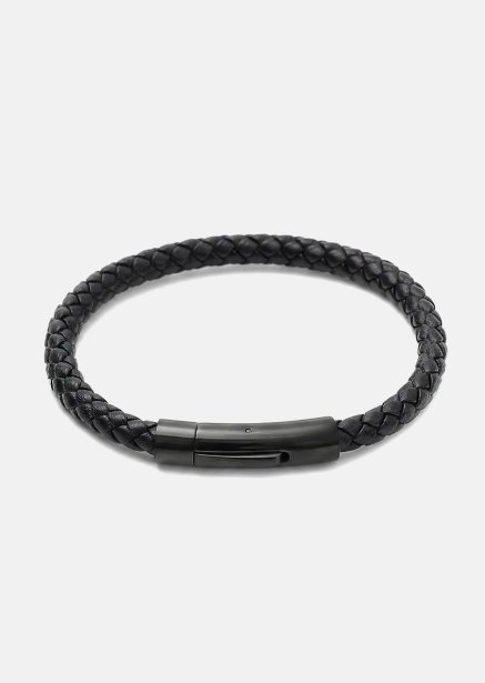 Leather Bracelet Onyx Weave