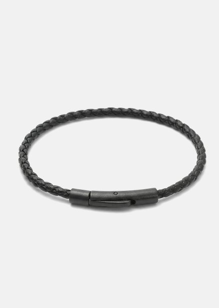 Leather Bracelet Obsidian Loop