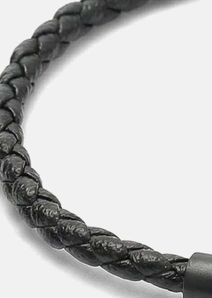 Leather Bracelet Obsidian Loop