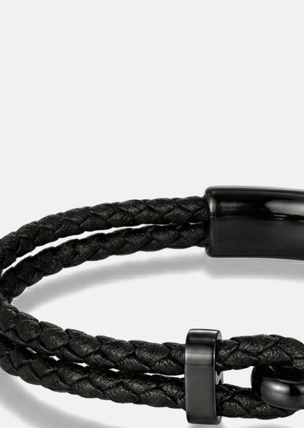 Leather Bracelet Obsidian Link