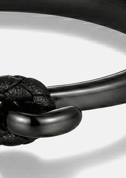 Leather Bracelet Obsidian Link