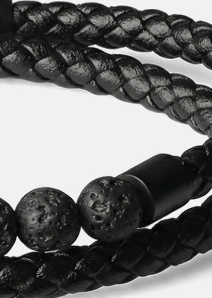 Leather Bracelet Obsidian Grip