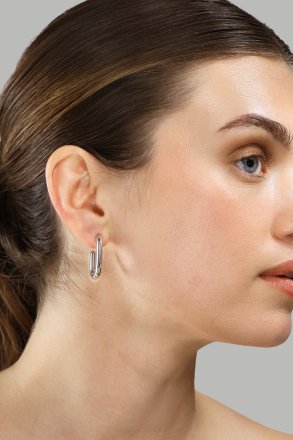 Earring Chunky Rectangle - Steel