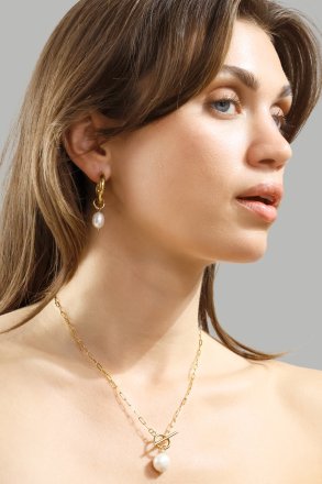 Earring Pearl Drop- 18k Gold Plated