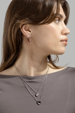 Earring Heart's Embrace - Silver Plated