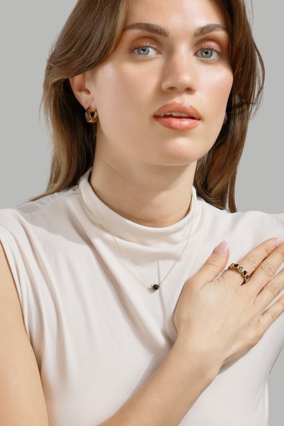 Necklace Noir Sphere - 18k Gold Plated