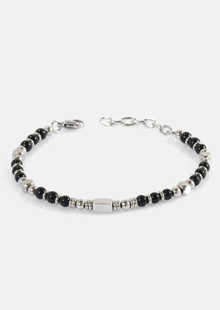 Beaded Bracelet Obsidian Crest