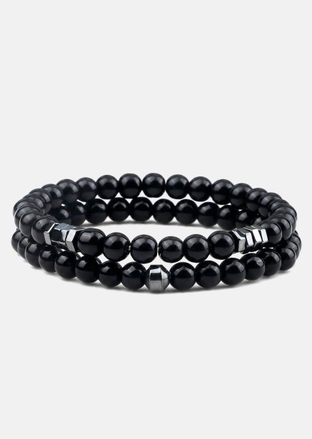 Beaded Bracelet Obsidian Halo