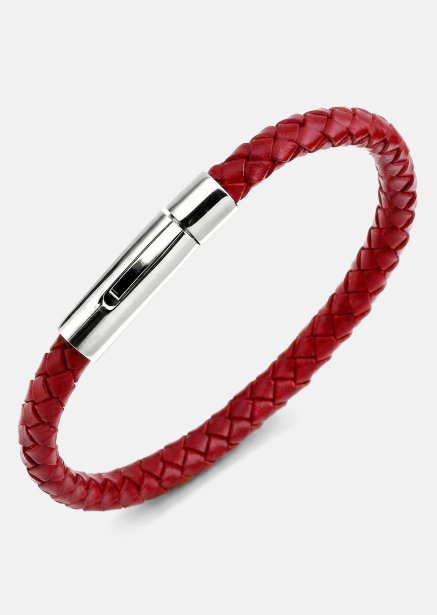Leather Bracelet Crimson Arc