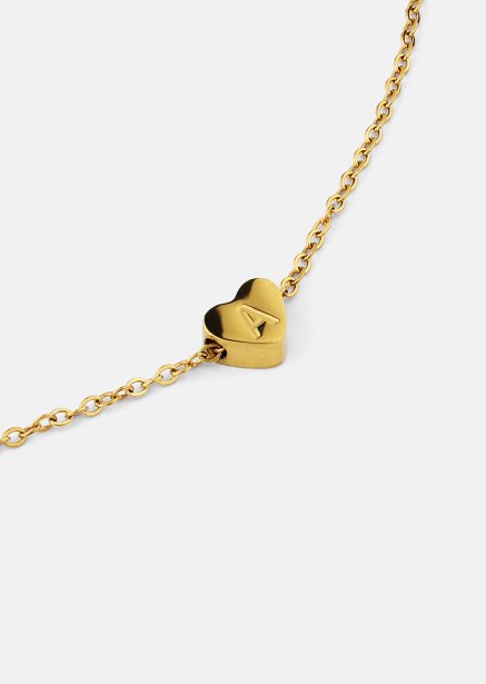 Necklace Heart Letter A-N - 18k Gold Plated
