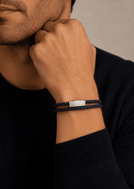 Leather Bracelet Crimson Arc