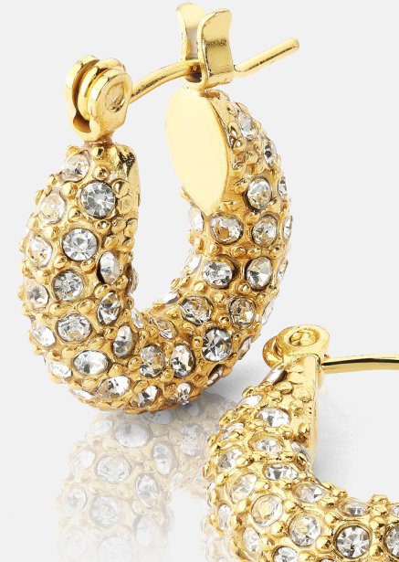 Chunky Pearl Hoop Earrings - 18k Gold Plated