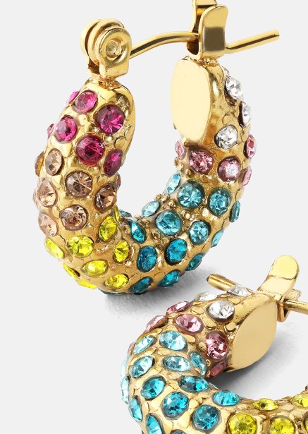 Colored Pearl Hoop Earrings - 18k Gold Plated