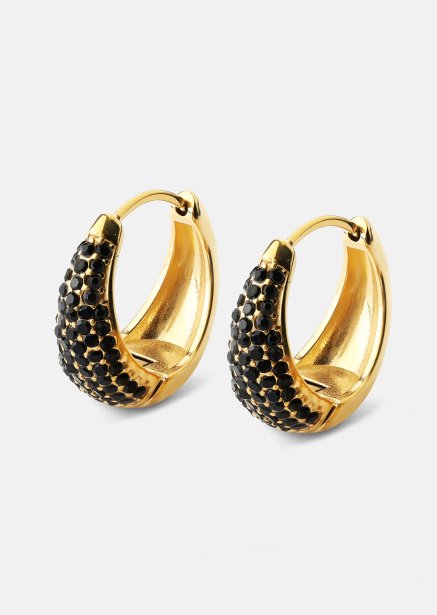 Earring Dark Crystal Hoop- 18k Gold Plated