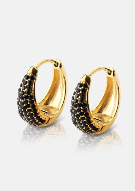 Earring Dark Crystal Hoop- 18k Gold Plated