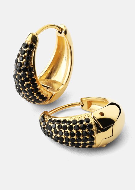 Earring Dark Crystal Hoop- 18k Gold Plated