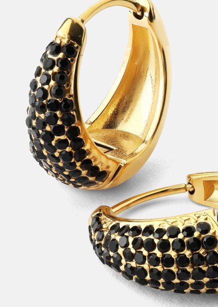 Earring Dark Crystal Hoop- 18k Gold Plated