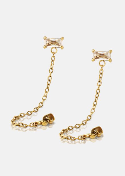 Earring Light Crystal Drip- 18k Gold Plated
