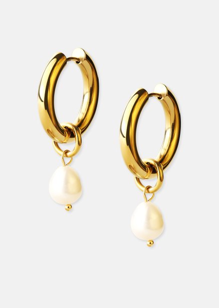 Earring Pearl Drop- 18k Gold Plated
