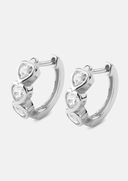 Earring Heart Hoops- Silver Plated