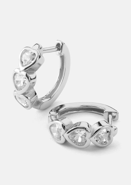 Earring Heart Hoops- Silver Plated