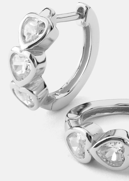 Earring Heart Hoops- Silver Plated