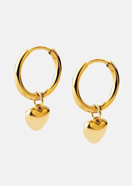 Earrings Heart Hug Hoops - 18k Gold Plated