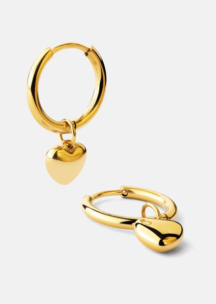 Earrings Heart Hug Hoops - 18k Gold Plated
