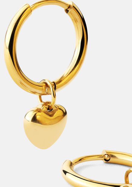 Earrings Heart Hug Hoops - 18k Gold Plated