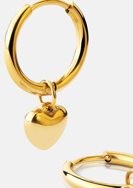 Earrings Heart Hug Hoops - 18k Gold Plated