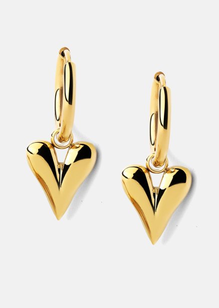 Earrings Heart Drop - 18k Gold Plated