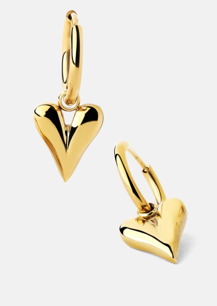 Earrings Heart Drop - 18k Gold Plated