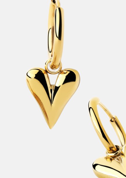 Earrings Heart Drop - 18k Gold Plated