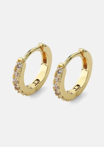 Earrings Crystal Hoops - 18k Gold Plated