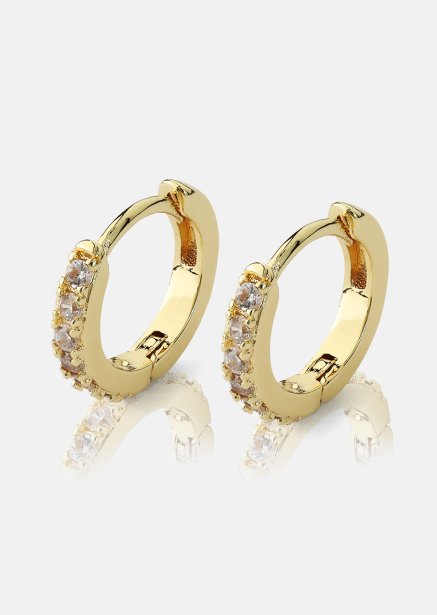 Earrings Crystal Hoops - 18k Gold Plated