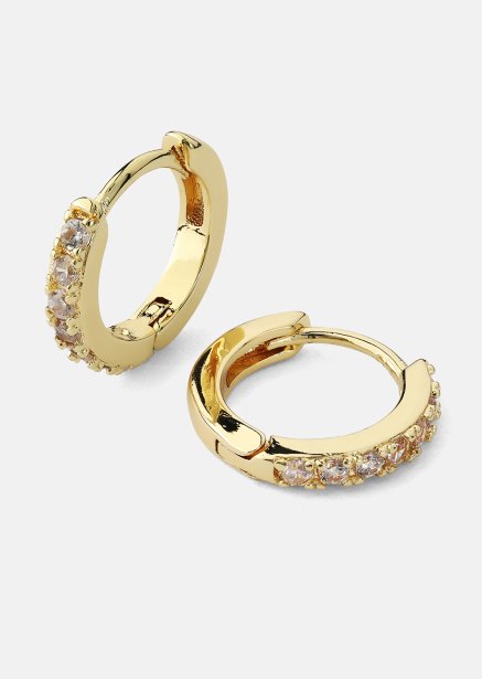 Earrings Crystal Hoops - 18k Gold Plated