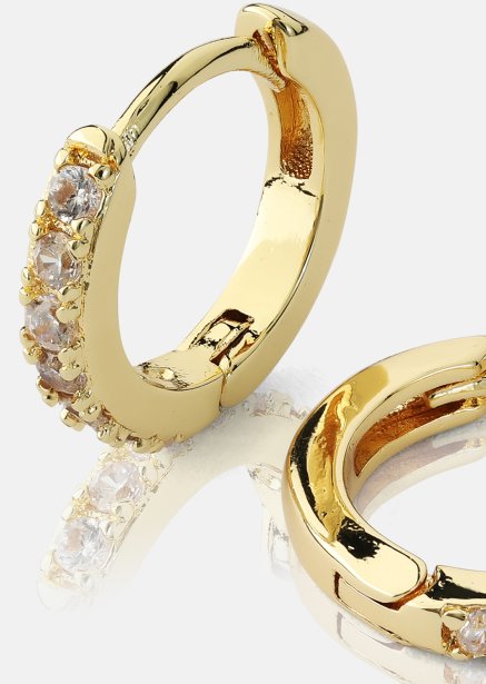 Earrings Crystal Hoops - 18k Gold Plated