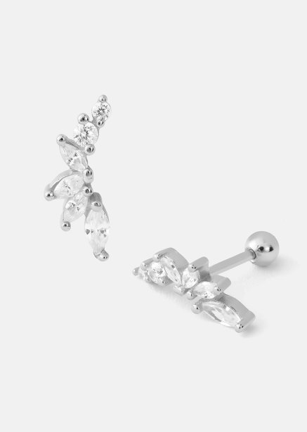 Earrings Leaf Studs - Silver Plated
