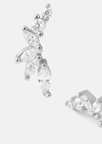 Earrings Leaf Studs - Silver Plated