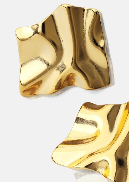 Earring Golden Ripple Studs - 18k Gold Plated