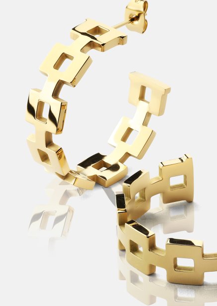 Earring GeoHoops - 18k Gold Plated