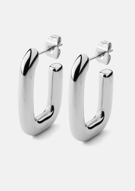 Earring Chunky Rectangle - Steel