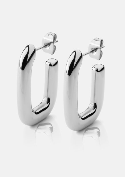 Earring Chunky Rectangle - Steel