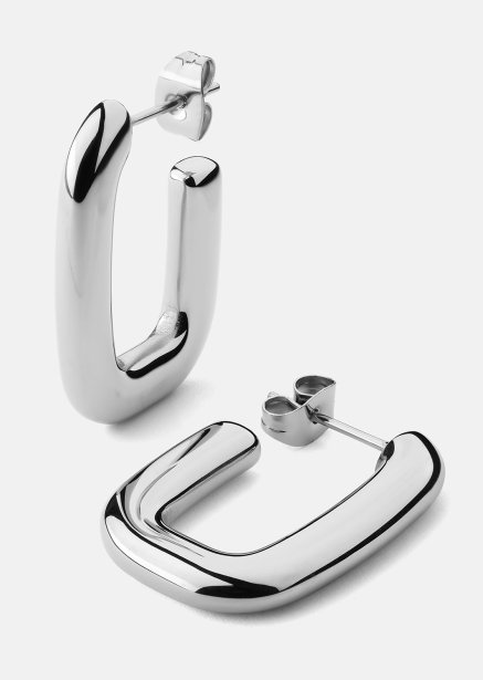 Earring Chunky Rectangle - Steel