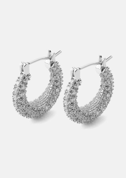 Earring Crystal Circle - Silver Plated