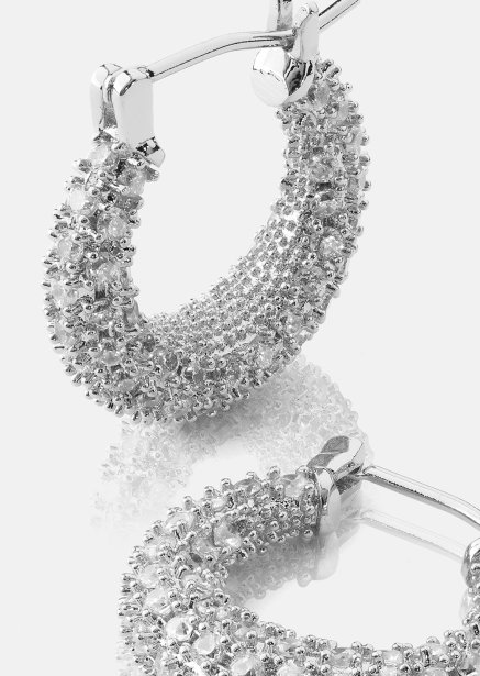 Earring Crystal Circle - Silver Plated