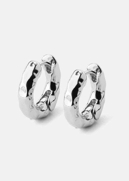 Earring Luxe Ripple Hoops- Silver Plated