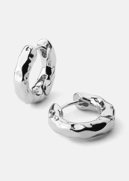 Earring Luxe Ripple Hoops- Silver Plated